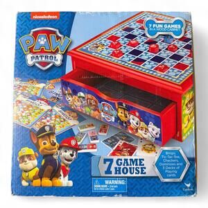 Nickelodeon PAW Patrol 7 Game House Wood Cabinet Checkers Bingo Cards - New